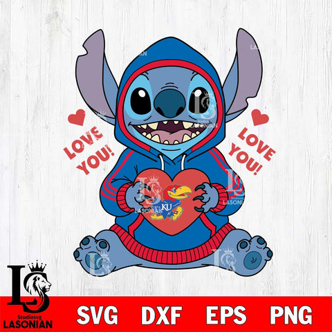 Kansas Jayhawks Stitch Love You File Cut, NCAA SVG DXF EPS PNG FILE, Digital Download , Criucut , Silhouette