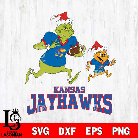 Kansas Jayhawks The Grinch & Max Football Cricut,Christmas SVG DXF EPS PNG FILE, NCAA Digital Download,Instant Download, Silhouette