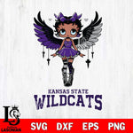 Kansas State Wildcats Anglel Black Fan Girl Betty Boop, Svg Eps Dxf Png File, Digital Download