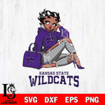 Kansas State Wildcats Awesome Black Fan Girl Betty Boop, Svg Eps Dxf Png File, Digital Download