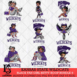 Kansas State Wildcats Black Fan Girl Betty Boop Bundle 9, Svg Eps Dxf Png File, Digital Download