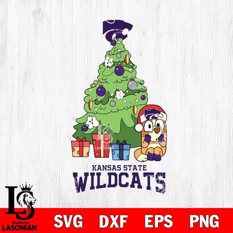 Kansas State Wildcats Bluey Chilli Christmas Tree Svg Eps Dxf Png File, Digital Download