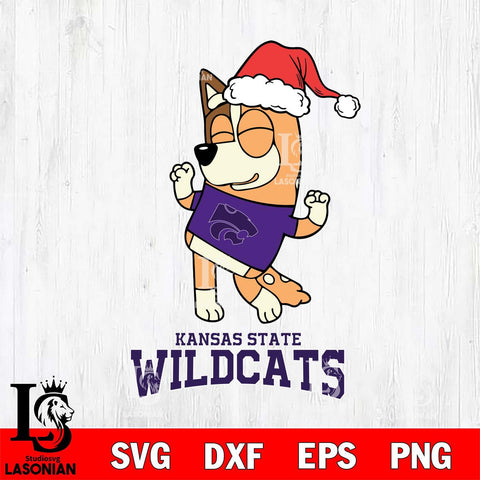 Kansas State Wildcats Bluey Chilli Happy Christmas Svg Eps Dxf Png File, Digital Download