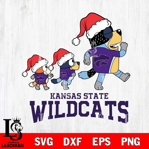 Kansas State Wildcats Bluey Family Christmas Svg Eps Dxf Png File, Digital Download