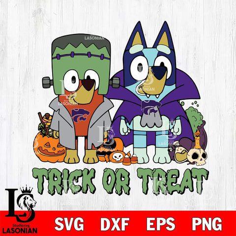 Kansas State Wildcats Bluey Halloween Trick or Treat Svg Eps Dxf Png File, Digital Download, Instant Download