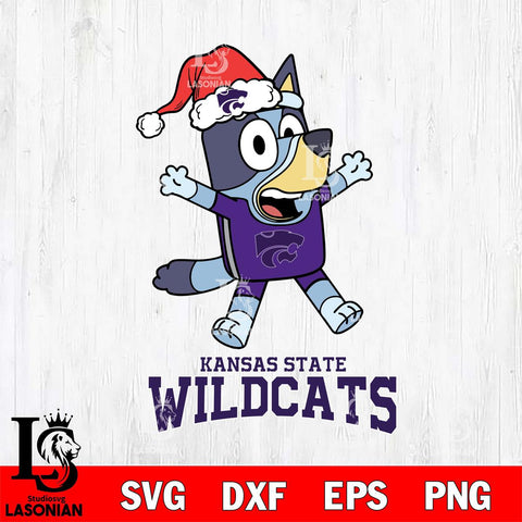 Kansas State Wildcats Bluey Happy Christmas Svg Eps Dxf Png File, Digital Download