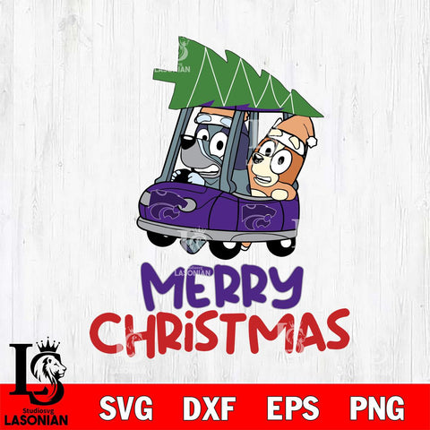 Kansas State Wildcats Bluey Merry Christmas Svg Eps Dxf Png File, Digital Download