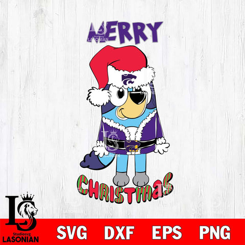 Kansas State Wildcats Bluey Merry Christmas Bluey Santa Claus Svg Eps Dxf Png File, Digital Download
