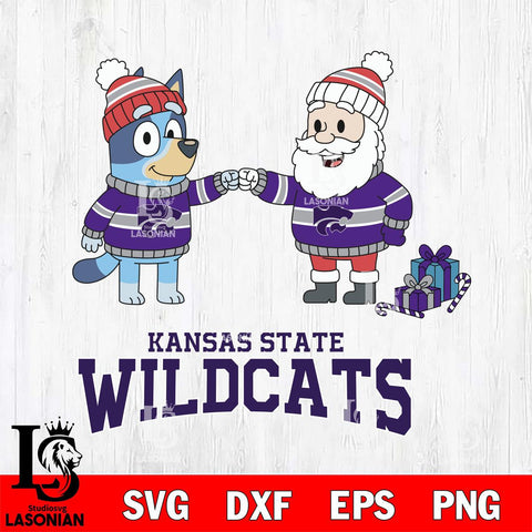 Kansas State Wildcats Bluey With Satan Christmas File Cut, NCAA SVG DXF EPS PNG FILE, Digital Download,Instant Download, Silhouette