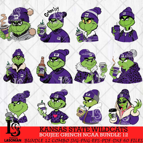 Kansas State Wildcats Boujee Grinch NCAA Bundle 12 SVG Eps Dxf Png File, Digital Download, Instant Download