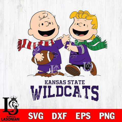 Kansas State Wildcats Charlie Brown & Linus Football Cricut,Christmas SVG DXF EPS PNG FILE, NCAA Digital Download,Instant Download, Silhouette