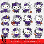 Kansas State Wildcats Cute Hello Kitty Bundle 12 SVG Eps Dxf Png File, NCAA Bundle svg, Digital Download, Instant Download