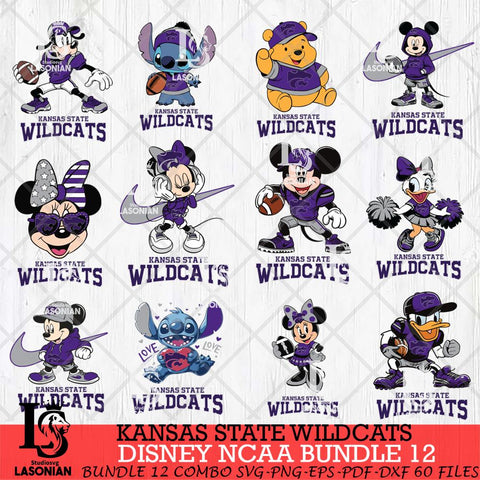 Kansas State Wildcats Disney NCAA Bundle Svg PNG 12 Svg Eps Dxf Png File, Digital Download