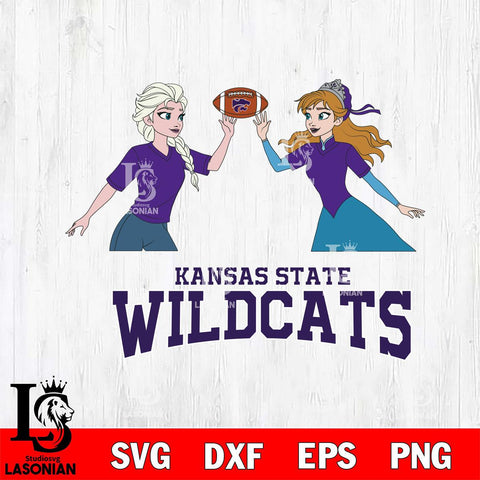 Kansas State Wildcats Elsa & Anna Football Cricut,Christmas SVG DXF EPS PNG FILE, NCAA Digital Download,Instant Download, Silhouette