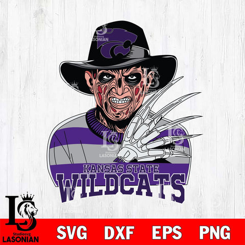 Kansas State Wildcats Freddy Krueger Horror Halloween Svg Eps Dxf Png File, NCAA svg, Digital Download, Instant Download