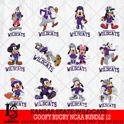 Kansas State Wildcats Goofy Rugby Disney NCAA Bundle 12 SVG DXF EPS PNG FILE,NCAA bundle svg ,Football Digital Download,Instant Download, Silhouette