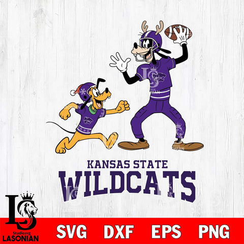 Kansas State Wildcats Goofy & Pluto Football Cricut,Christmas SVG DXF EPS PNG FILE, NCAA Digital Download,Instant Download, Silhouette