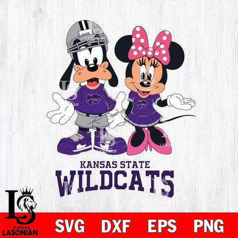 Kansas State Wildcats Goofy and Minnie mouse Football SVG DXF EPS PNG FILE,NCAA svg ,Football Digital Download,Instant Download, Silhouette