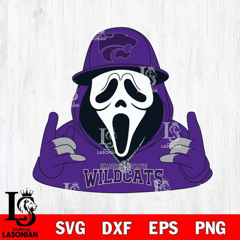 Kansas State Wildcats Horror Character Ghostface Sport Svg Eps Dxf Png File, NCAA svg, Digital Download, Instant Download