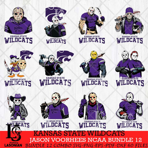 Kansas State Wildcats Jason Voorhees NCAA Bundle 12 SVG Svg Eps Dxf Png File, Digital Download