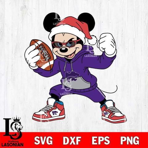 Kansas State Wildcats Mickey Cool Football Christmas File Cut, NCAA SVG DXF EPS PNG FILE, Digital Download , Criucut , Silhouette