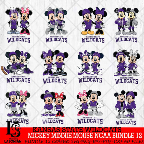 Kansas State Wildcats Mickey Minnie Mouse NCAA Bundle 12 Svg Eps Dxf Png File, Bundle NCAA svg , File Cut , Digital Download , Instant Download, Cut Svg Files
