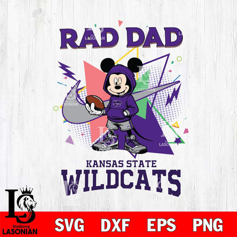 Kansas State Wildcats Mickey Wearing Hoodie Rad Dad SVG DXF EPS PNG FILE, NCAA File Cut,Digital Download,Instant Download
