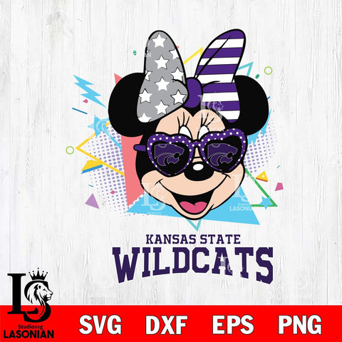 Kansas State Wildcats Minnie Mouse Love Sport SVG DXF EPS PNG FILE, NCAA File Cut,Digital Download,Instant Download