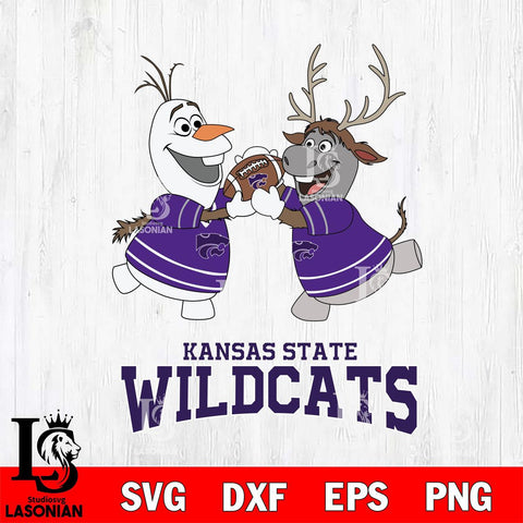Kansas State Wildcats Olaf & Sven Football Cricut,Christmas SVG DXF EPS PNG FILE, NCAA Digital Download,Instant Download, Silhouette