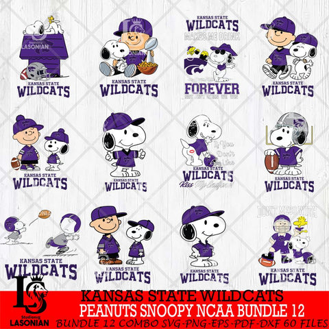 Kansas State Wildcats Peanuts Snoopy Player NCAA Bundle 12 SVG DXF EPS PNG FILE,Snoopy File Cut, bundle NCAA Digital Download,Instant Download, Silhouette