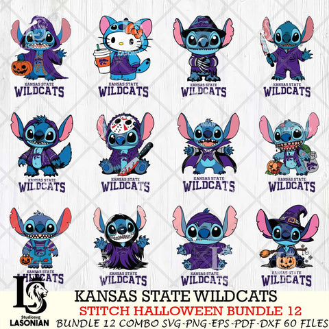 Kansas State Wildcats Stitch Horror Bundle 12 SVG Svg Eps Dxf Png File, NCAA svg, Digital Download, Instant Download