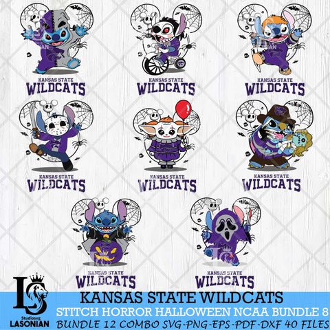 Kansas State Wildcats Stitch Horror Halloween Bundle NCAA Svg Eps Dxf Png File, Digital Download, Instant Download