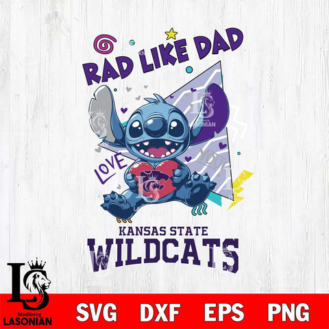Kansas State Wildcats Stitch Love Rad Like Dad SVG DXF EPS PNG FILE, NCAA File Cut,Digital Download,Instant Download