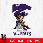 Kansas State Wildcats Style Black Fan Girl Betty Boop, Svg Eps Dxf Png File, Digital Download