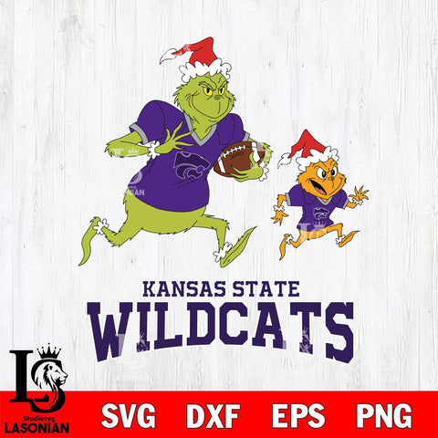 Kansas State Wildcats The Grinch & Max Football Cricut,Christmas SVG DXF EPS PNG FILE, NCAA Digital Download,Instant Download, Silhouette