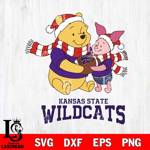 Kansas State Wildcats Winnie the Pooh & Piglet Football Cricut,Christmas SVG DXF EPS PNG FILE, NCAA Digital Download,Instant Download, Silhouette