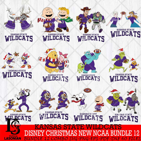 Kansas State Wildcats  Disney Christmas New NCAA Bundle 12 Cricut,Christmas SVG DXF EPS PNG FILE, BUNDLE NCAA Digital Download,Instant Download, Silhouette