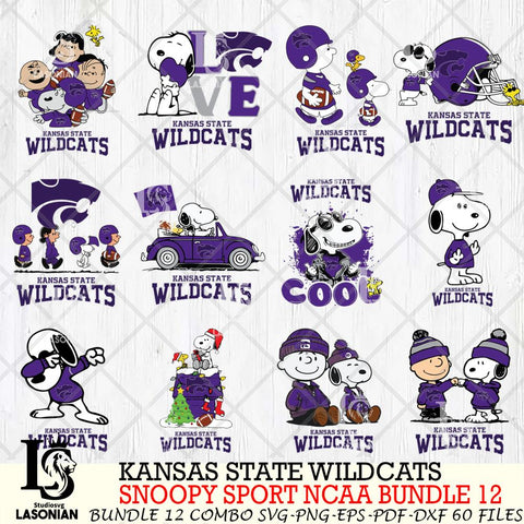 Kansas State Wildcats  Snoopy NCAA Bundle 12 SVG Svg Eps Dxf Png File, Digital Download