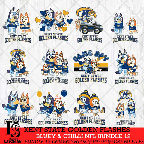 Kent State Golden Flashes Bluey & Bingo Bundle 12 SVG Svg Eps Dxf Png File, Bundle NCAA svg, Digital Download, Instant Download