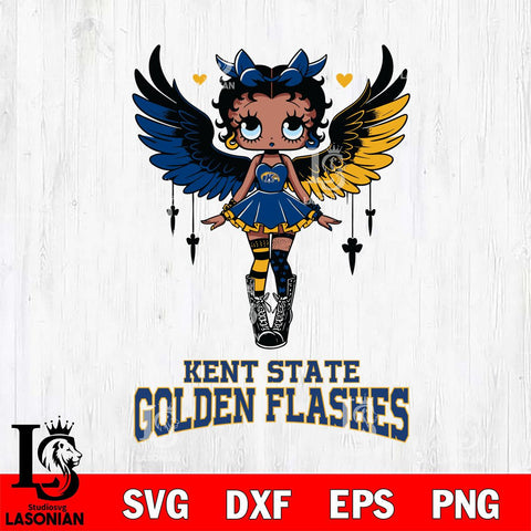 Kent State Golden Flashes Anglel Black Fan Girl Betty Boop, Svg Eps Dxf Png File, Digital Download