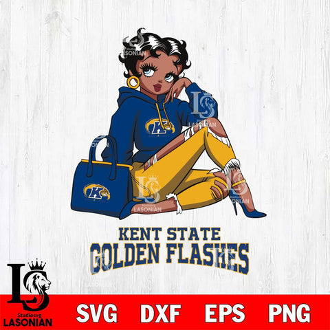 Kent State Golden Flashes Awesome Black Fan Girl Betty Boop, Svg Eps Dxf Png File, Digital Download