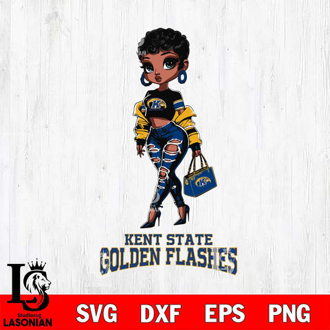 Kent State Golden Flashes Beautiful Black Fan Girl, Svg Eps Dxf Png File, Digital Download