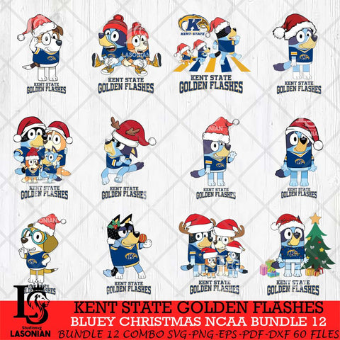 Kent State Golden Flashes Bluey Christmas NCAA Bundle 12 Cricut File Cut Files , Bluey Cricut , Christmas Svg , Bluey svg , Digital Download, dxf eps png pdf file