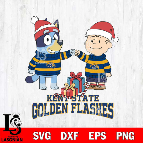 Kent State Golden Flashes Bluey With Charlie Brown Christmas File Cut, NCAA SVG DXF EPS PNG FILE, Digital Download,Instant Download, Silhouette