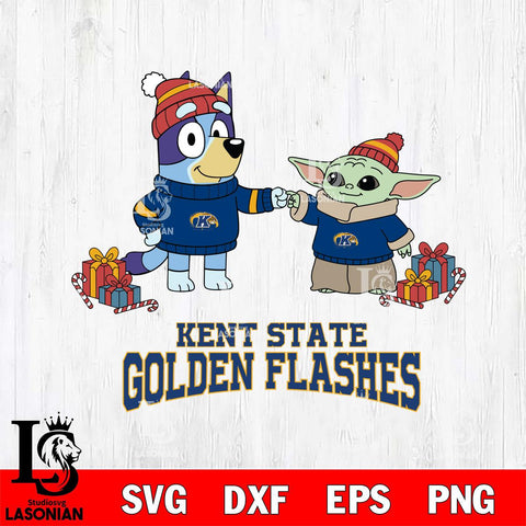 Kent State Golden Flashes Bluey With Yoda Christmas File Cut, NCAA SVG DXF EPS PNG FILE, Digital Download,Instant Download, Silhouette