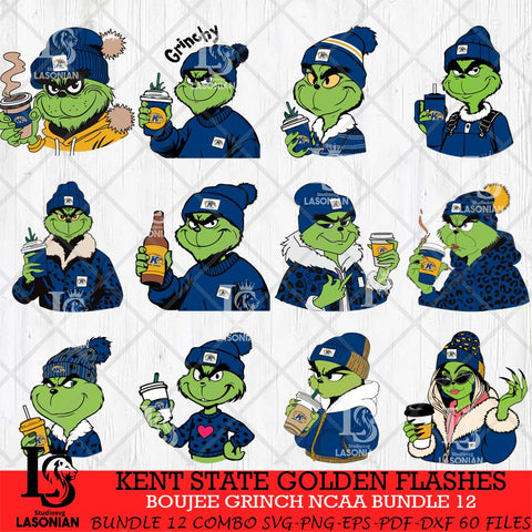 Kent State Golden Flashes Boujee Grinch NCAA Bundle 12 SVG Eps Dxf Png File, Digital Download, Instant Download