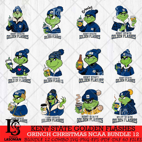 Kent State Golden Flashes Grinch Christmas NCAA Bundle 12 Svg Eps Dxf Png File,Cricut files, Digital Download, Instant Download