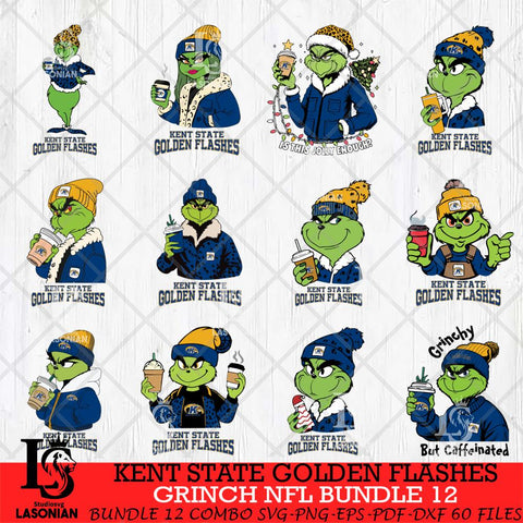 Kent State Golden Flashes Grinch NCAA Bundle 12 SVG Eps Dxf Png File, Digital Download, Instant Download