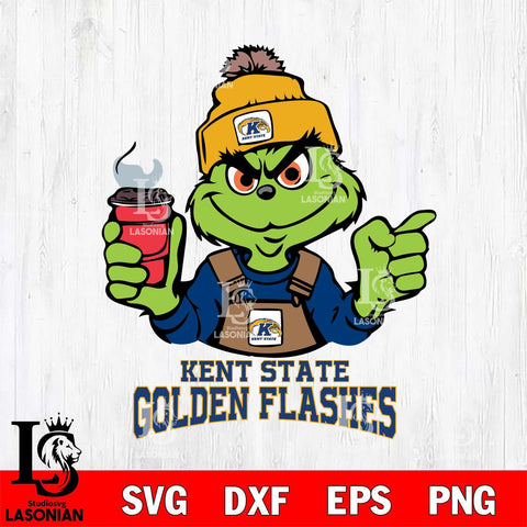Kent State Golden Flashes Grinch with coffee Svg Eps Dxf Png File, Digital Download, Instant Download