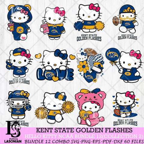 Kent State Golden Flashes Hello Kitty Bundle 12 SVG Svg Eps Dxf Png File, Digital Download, Instant Download
